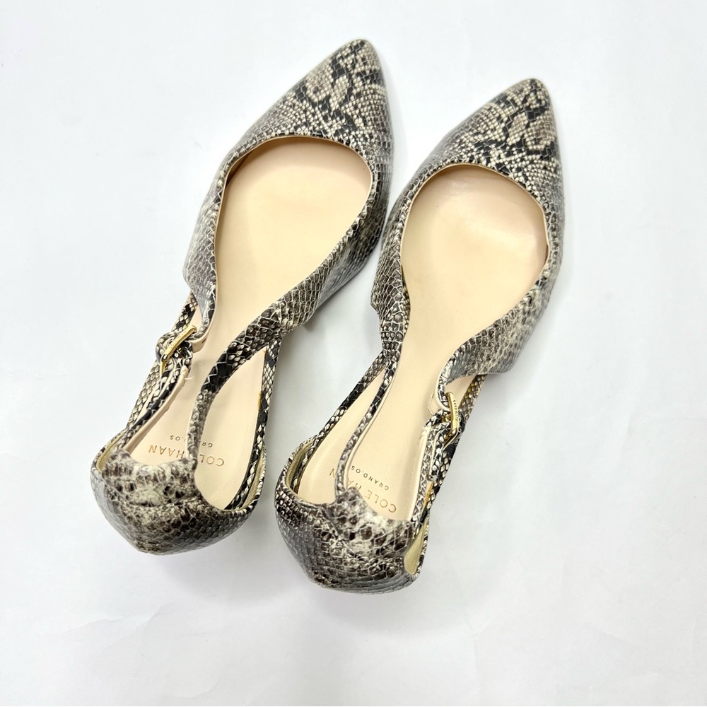 Cole Haan Snakeskin Heels Slingback Pumps Pointed Toe Classic Shoes Size 9 - Picture 2 of 15